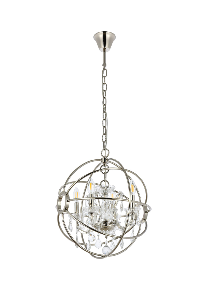 Geneva 4 light polished nickel Pendant Clear Royal Cut crystal