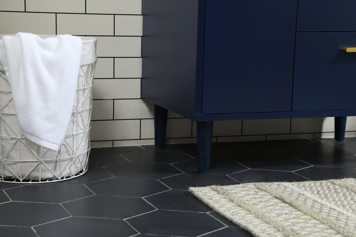 30 inch bathroom vanity in Blue with backsplash