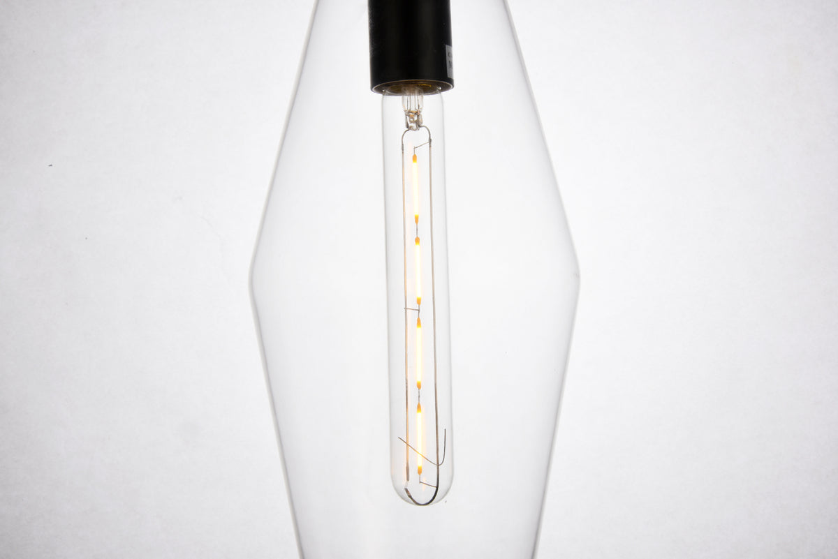 Placido Collection Pendant D5.9 H14.2 Lt:1 Black and Clear Finish