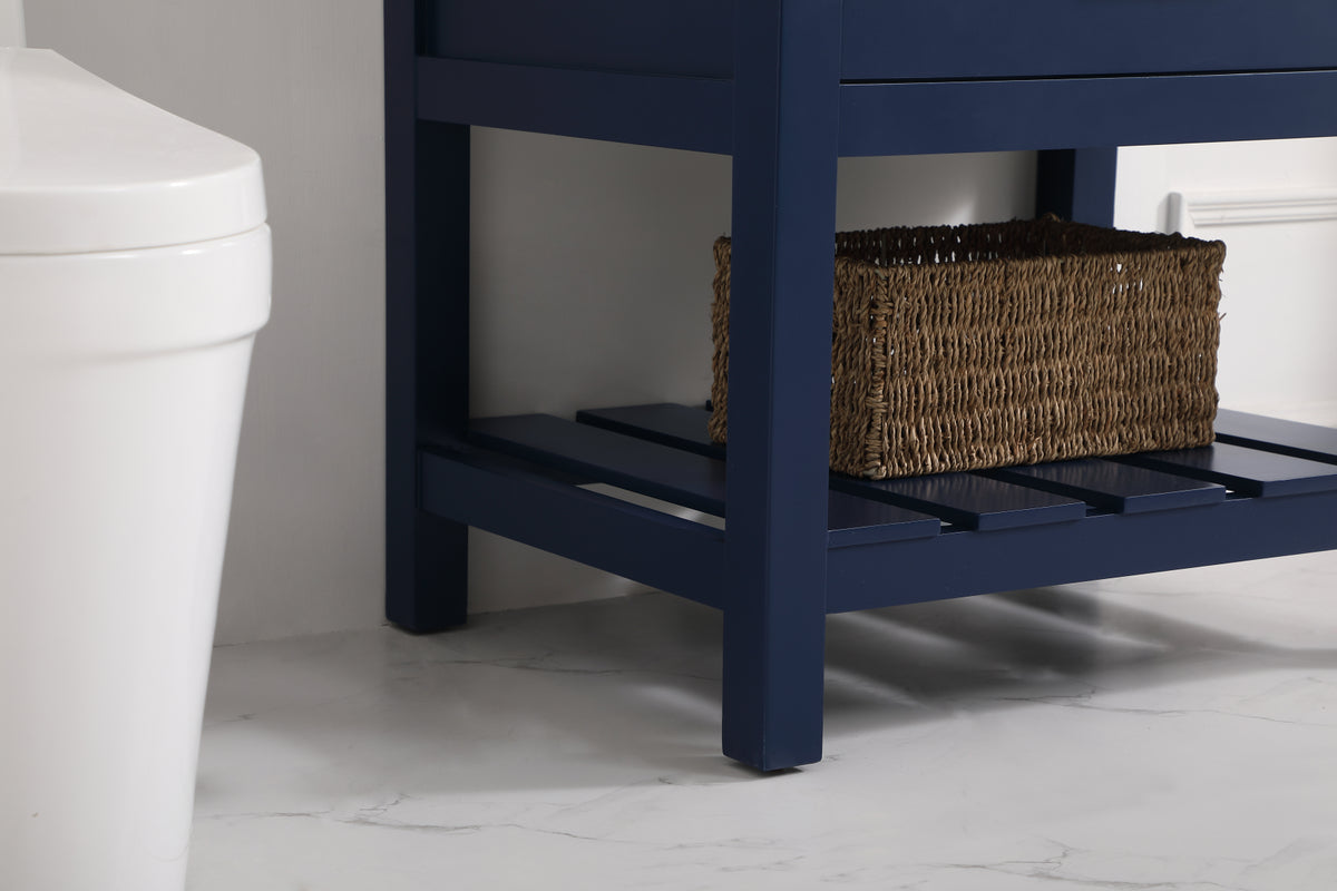 30 inch Single bathroom vanity in blue with backsplash