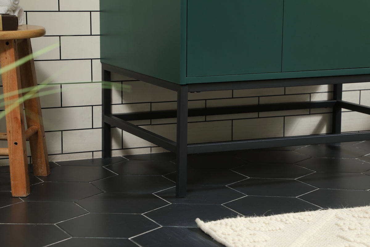 32 inch Single bathroom vanity in green with backsplash