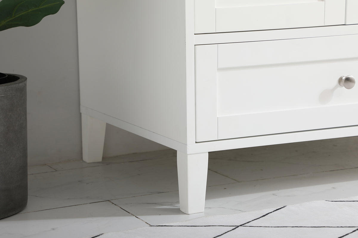 42 inch Single Bathroom Vanity in White with Backsplash