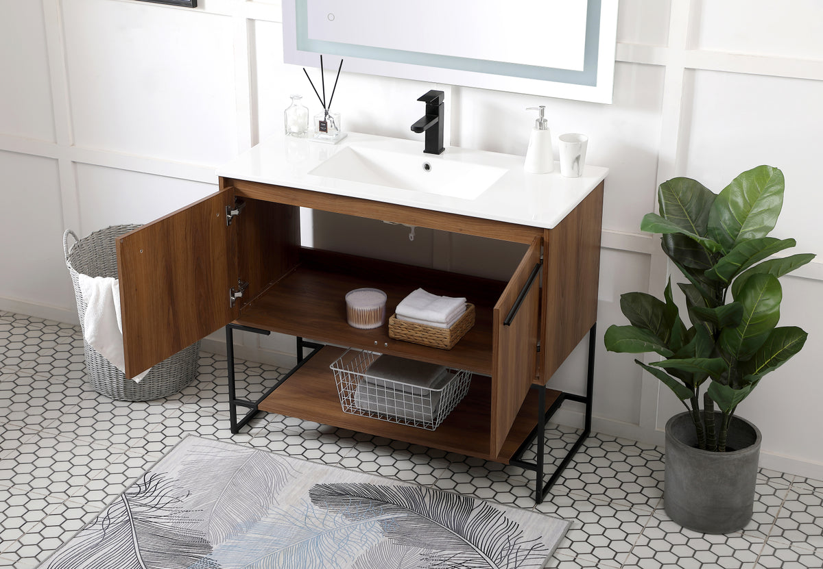40 inch Single Bathroom Vanity in Walnut Brown