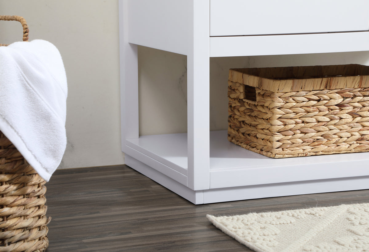 36 inch Single bathroom vanity in white with backsplash