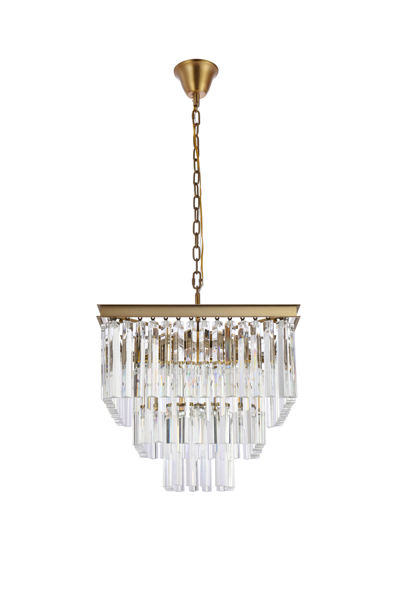 Sydney 21.5 inch square crystal chandelier in satin gold