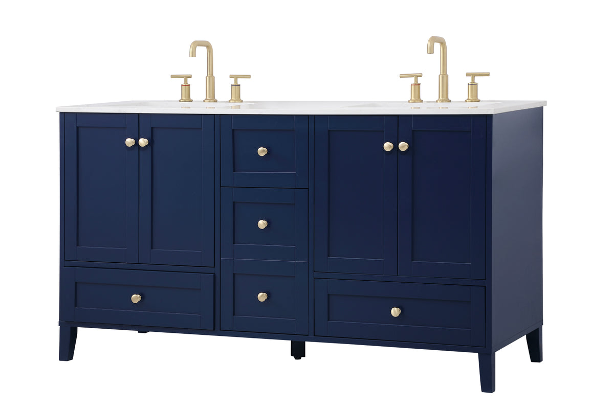 60 inch Double Bathroom Vanity in Blue