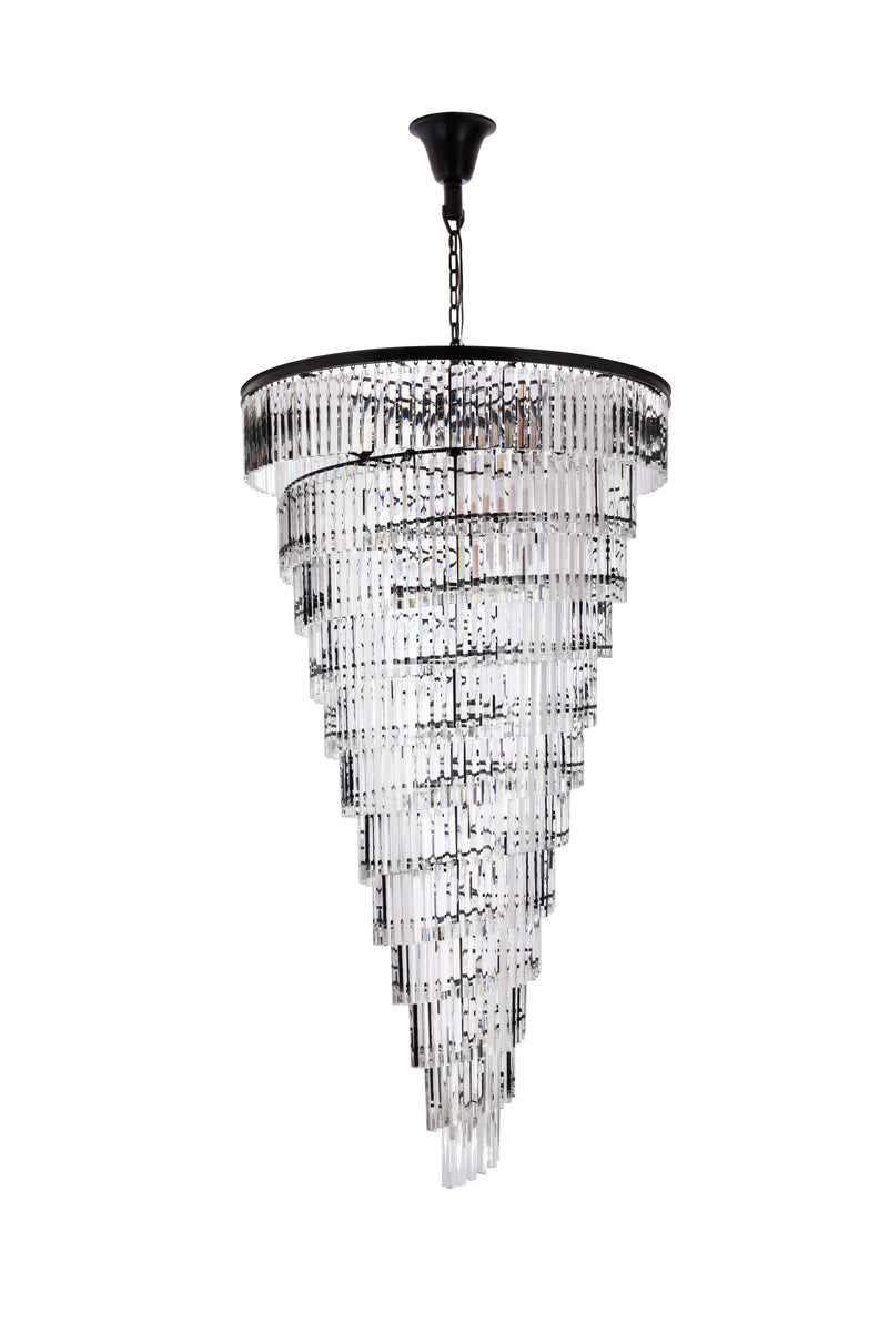 Sydney 48 inch spiral crystal chandelier in matte black