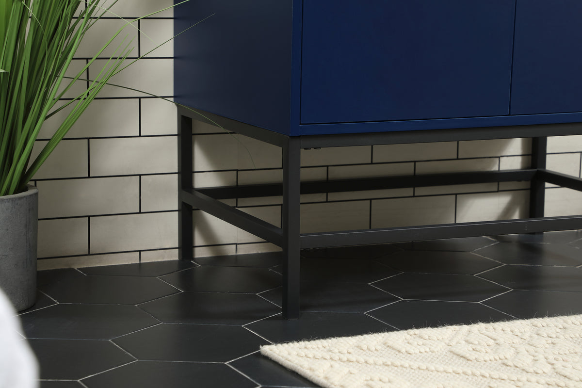 30 inch Single bathroom vanity in blue with backsplash