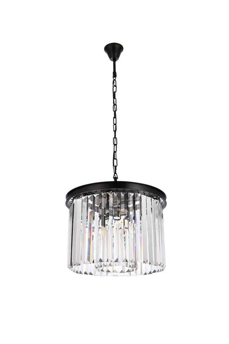 Sydney 6 light Matte Black Pendant Clear Royal Cut Crystal