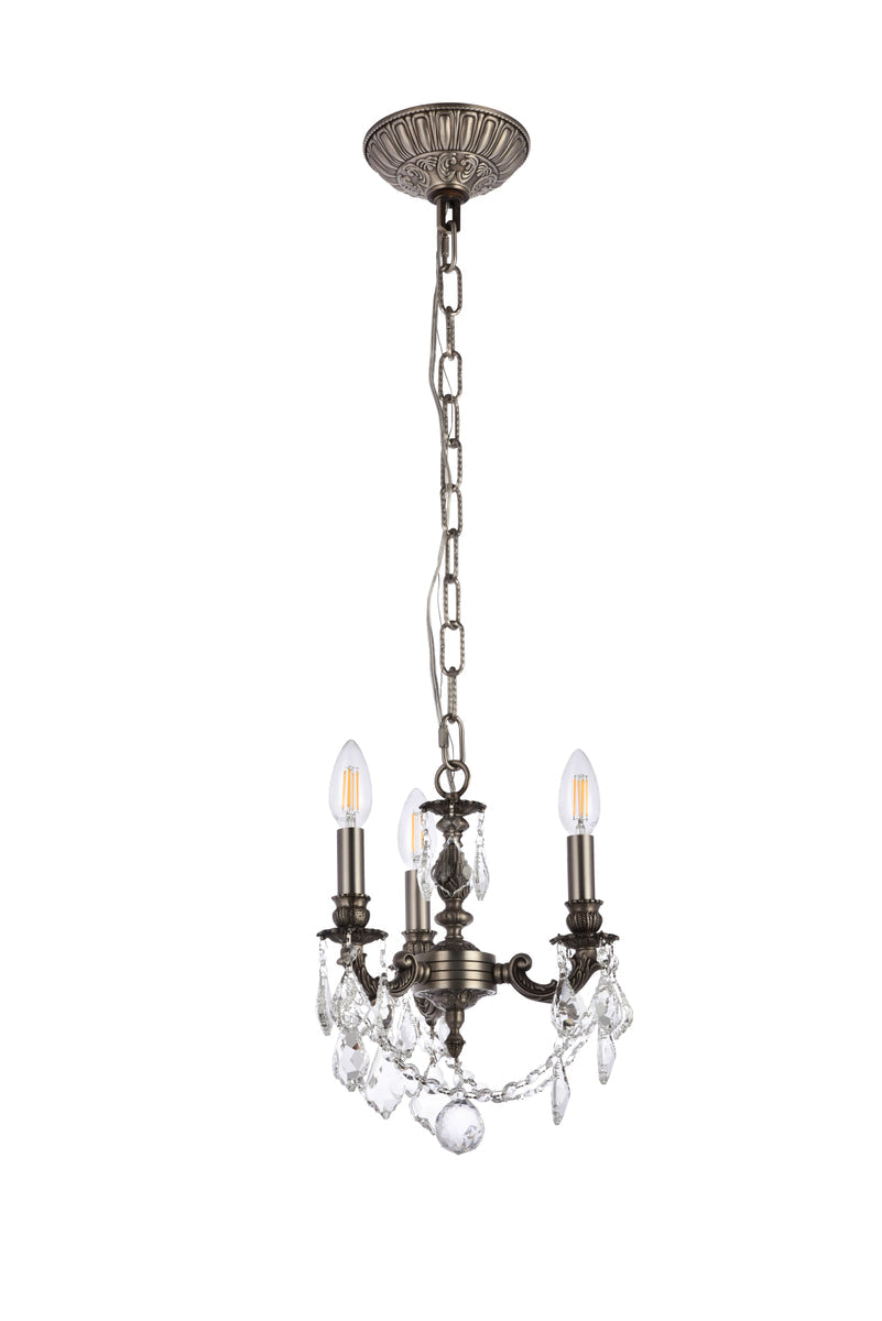 Lillie 3 light Pewter Pendant Clear Royal Cut Crystal