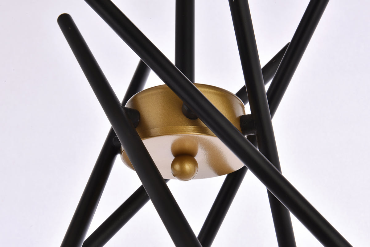 Lucca 23 inch pendant in black and brass