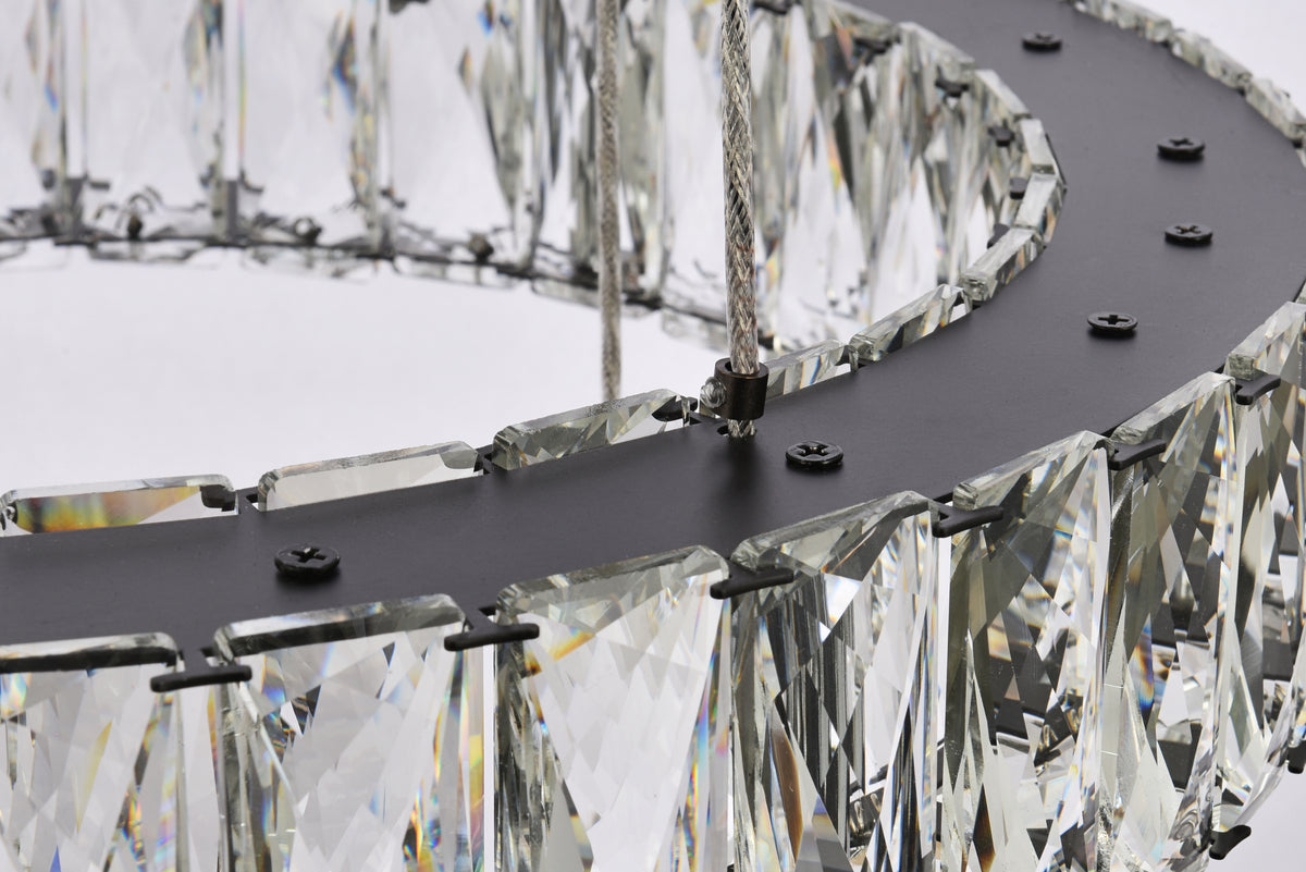 Monroe 34 inch LED seven ring chandelier in black