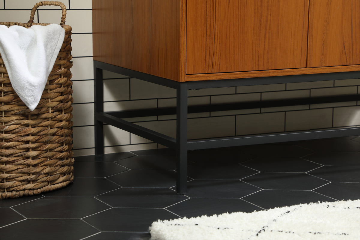 42 inch Single bathroom vanity in teak with backsplash