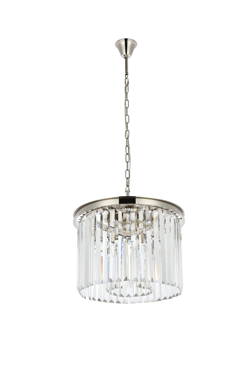 Sydney 6 light polished nickel Pendant Clear Royal Cut Crystal
