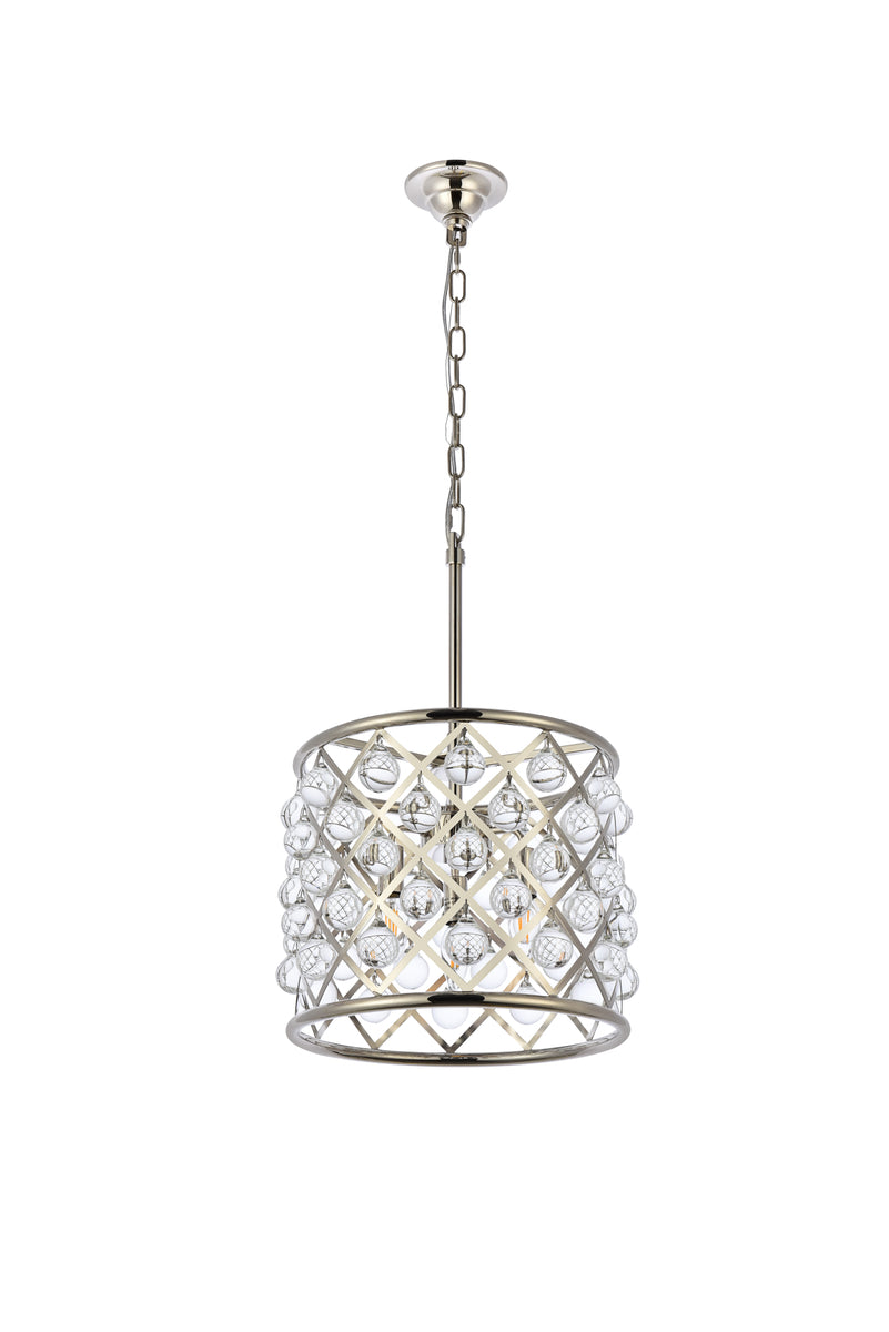 Madison 3 light polished nickel Pendant Clear Royal Cut Crystal