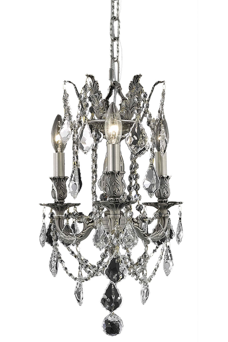 Rosalia 3 light Pewter Pendant Clear Royal Cut Crystal