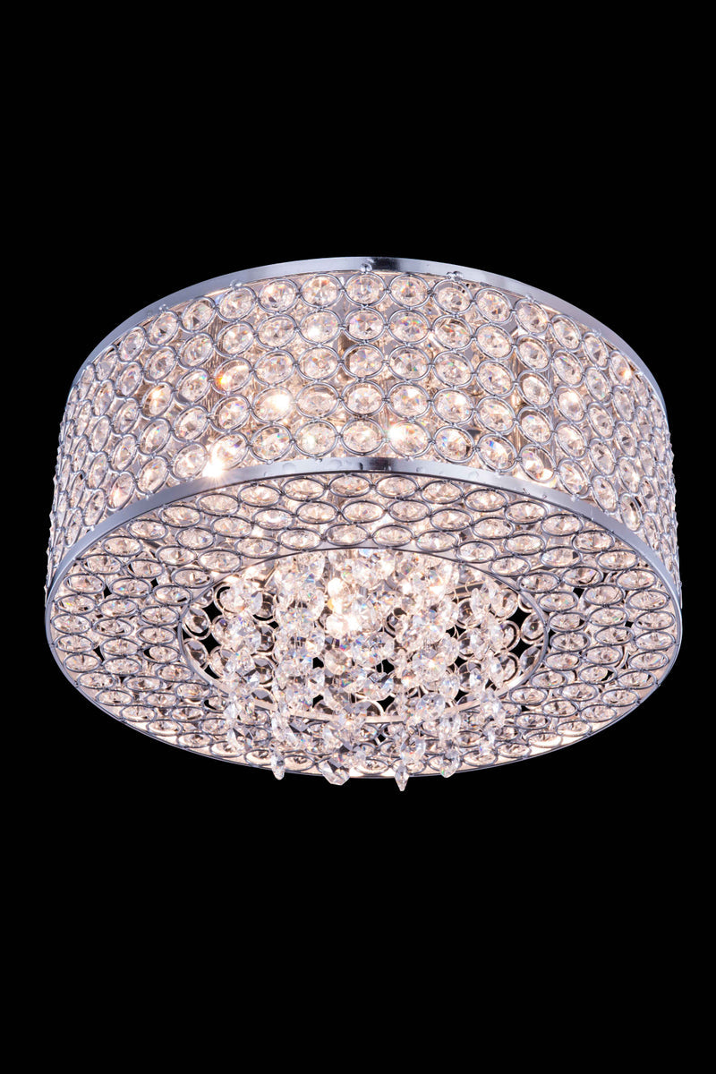Amelie 4 light Chrome Flush Mount Clear Royal Cut Crystal