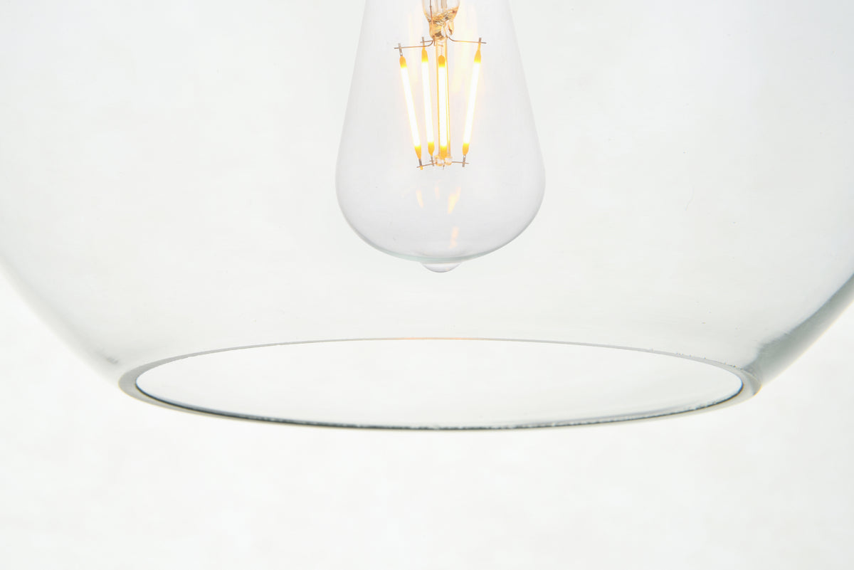 Baxter 3 Lights Brass Pendant With Clear Glass