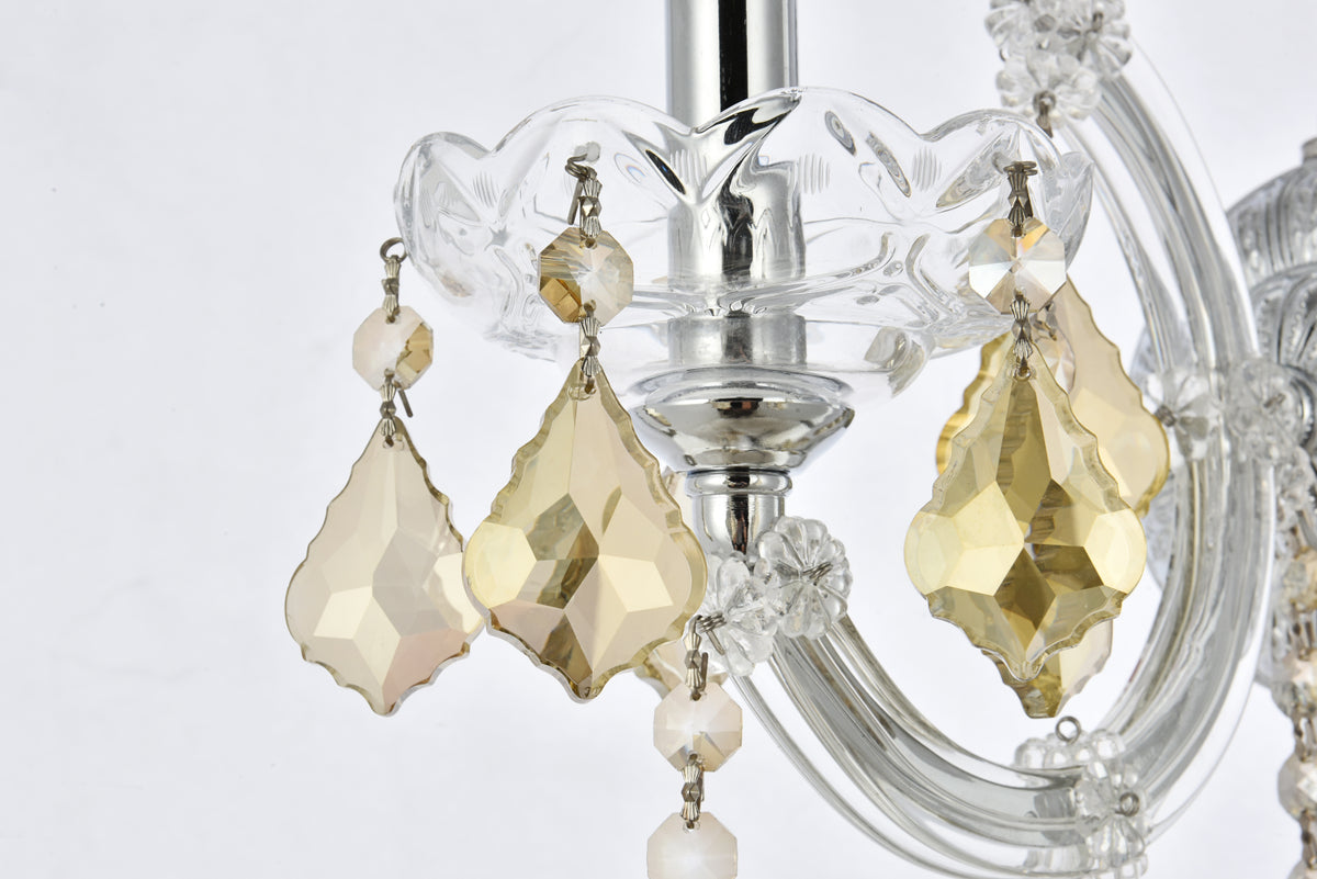 Maria Theresa 1 light Chrome Wall Sconce Golden Teak (Smoky) Royal Cut Crystal