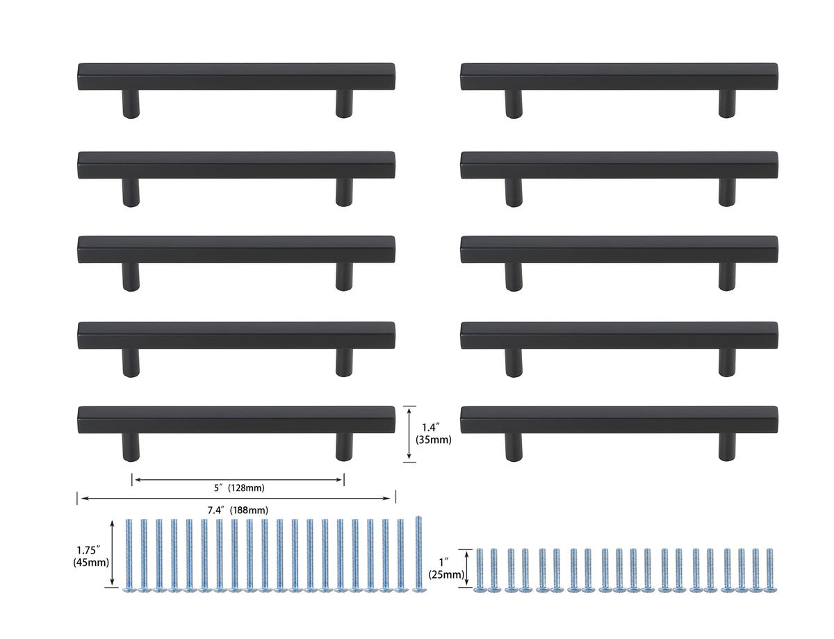 Dior 5" Center to Center Matte Black Bar Pull Multipack (set of 10)