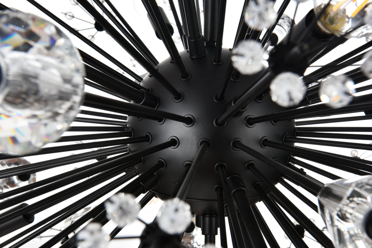 Vera 44 inch three tiers crystal starburst chandelier in black