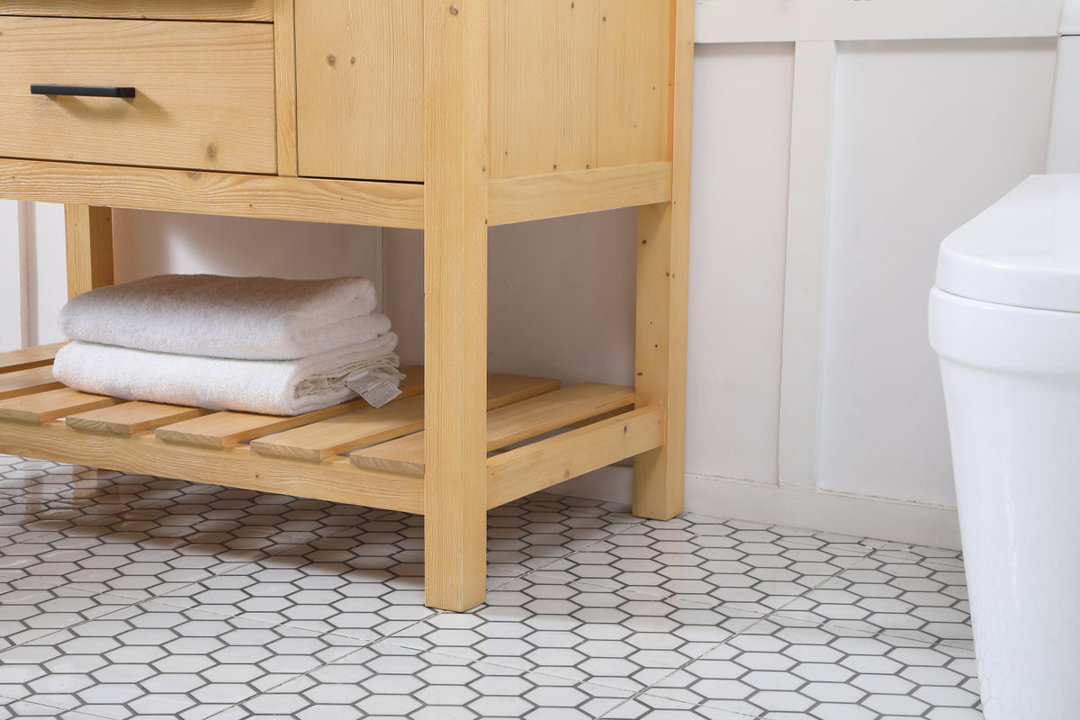 42 inch Single bathroom vanity in natural wood with backsplash