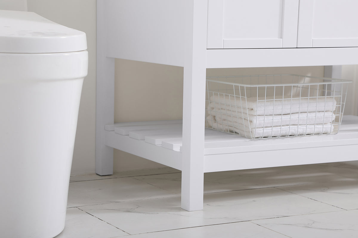 36 inch Single Bathroom Vanity in White with Backsplash