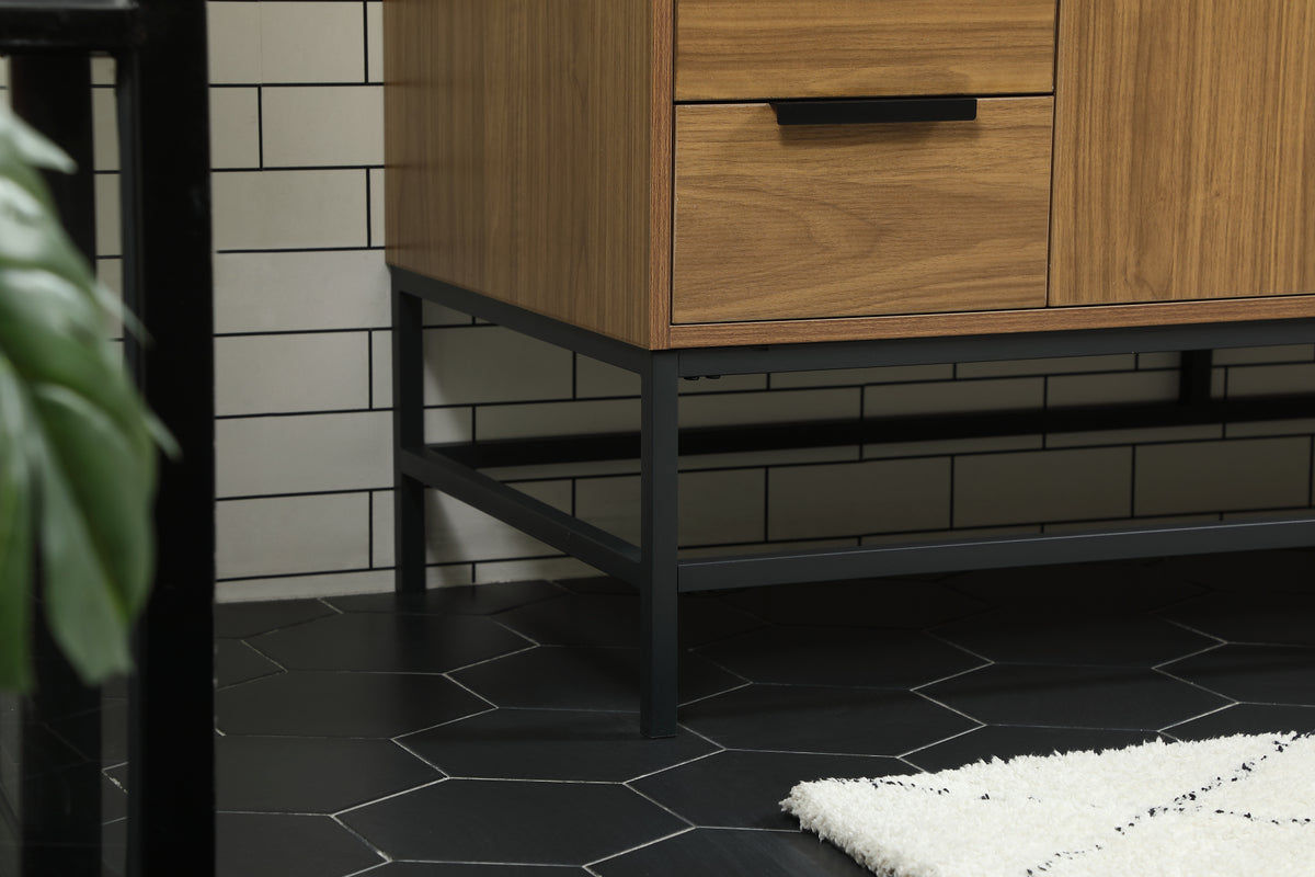 60 inch Single bathroom vanity in walnut brown