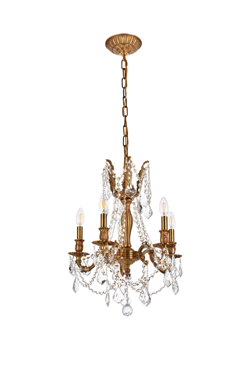 Rosalia 5 light French Gold Pendant Clear Royal Cut Crystal