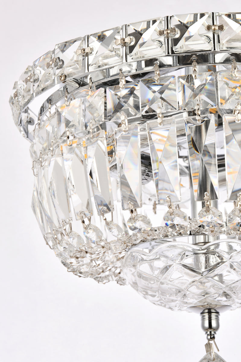 Tranquil 4 light Chrome Flush Mount Clear Royal Cut Crystal