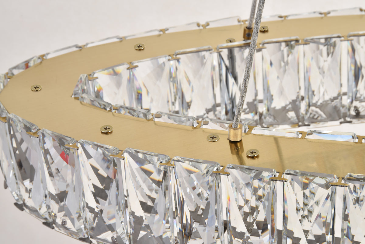 Monroe Integrated LED light Gold Chandelier Clear Royal Cut Crystal