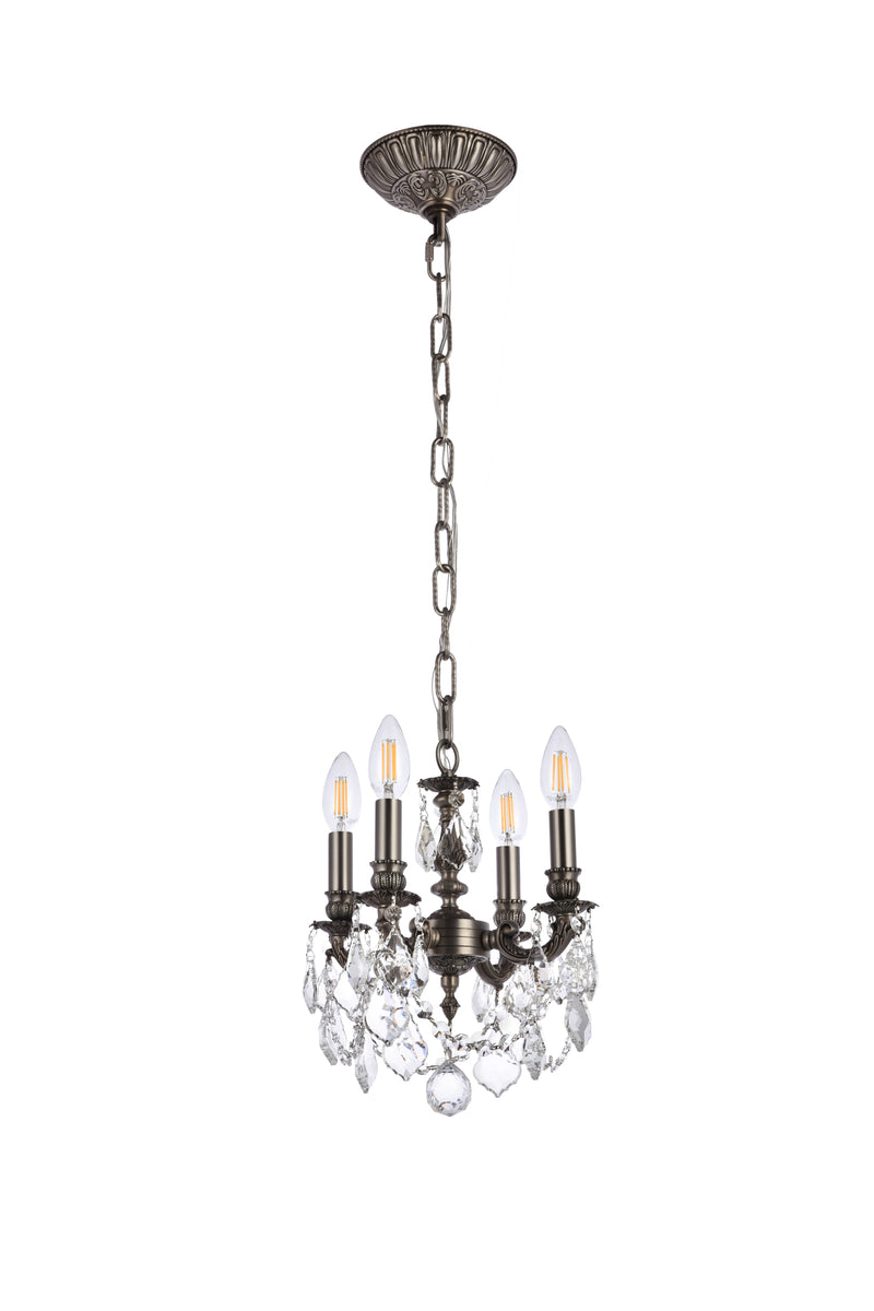 Lillie 4 light Pewter Pendant Clear Royal Cut Crystal