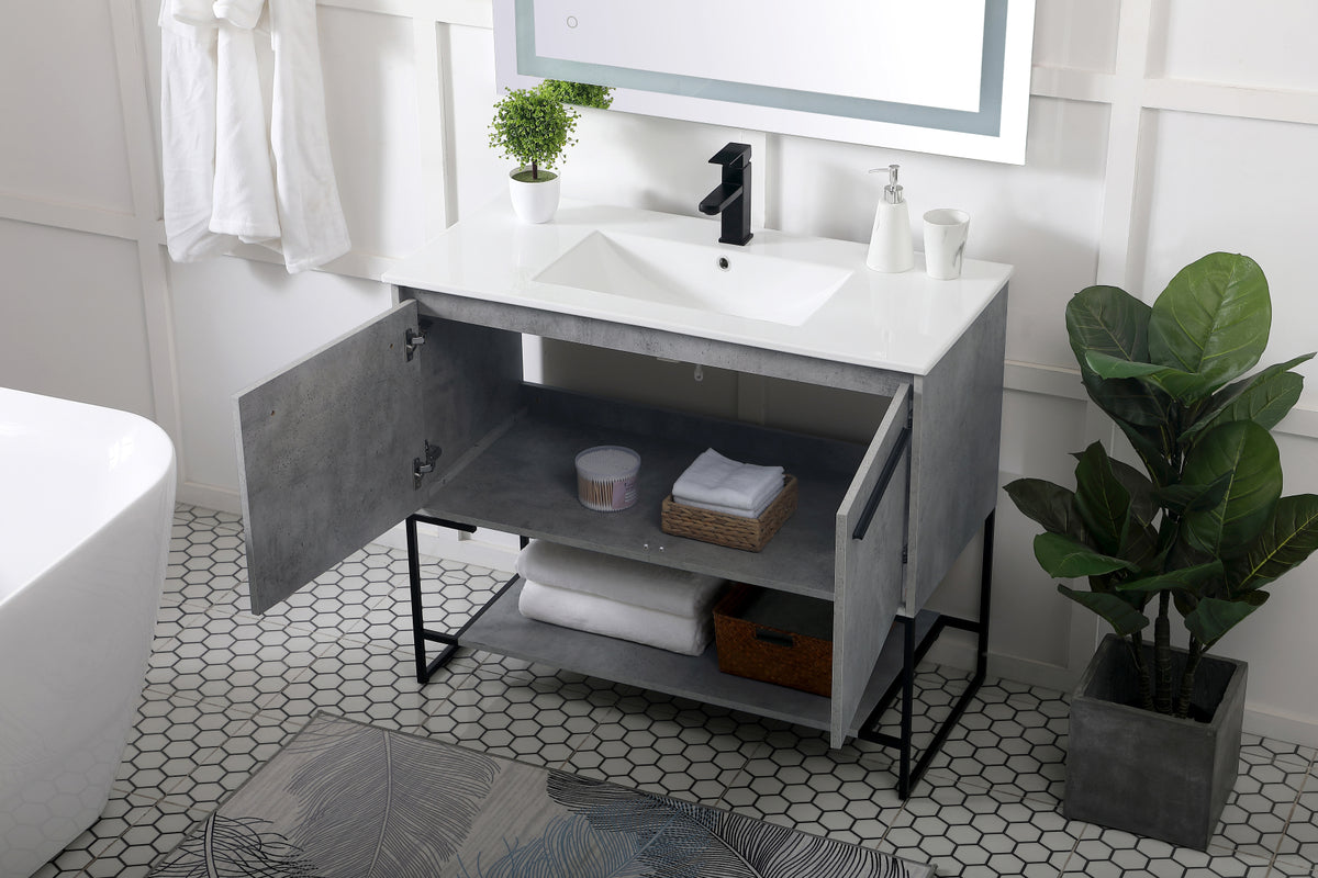 40 inch Single Bathroom Vanity in Concrete Grey