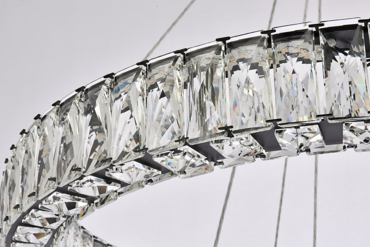 Monroe 28 inch LED double ring chandelier in black