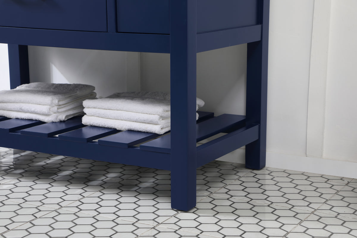 42 inch Single bathroom vanity in blue with backsplash
