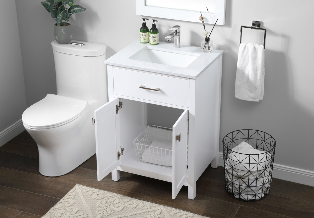 24 Inch SIngle Bathroom Vanity In White