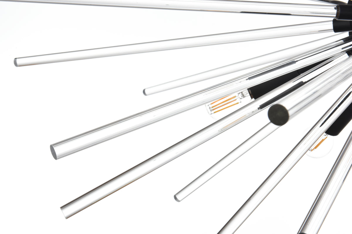 Sienna 46 inch three tiers crystal starburst chandelier in black