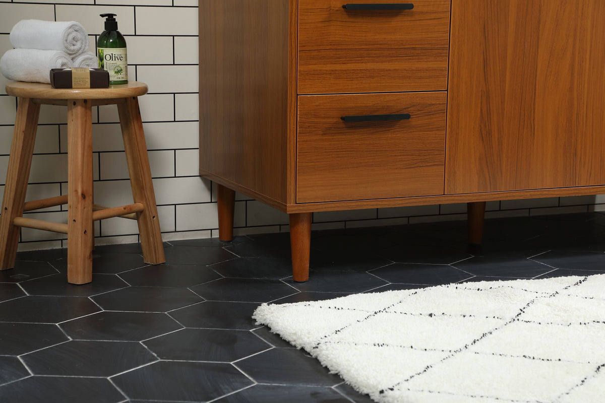 48 inch bathroom vanity in Teak with backsplash