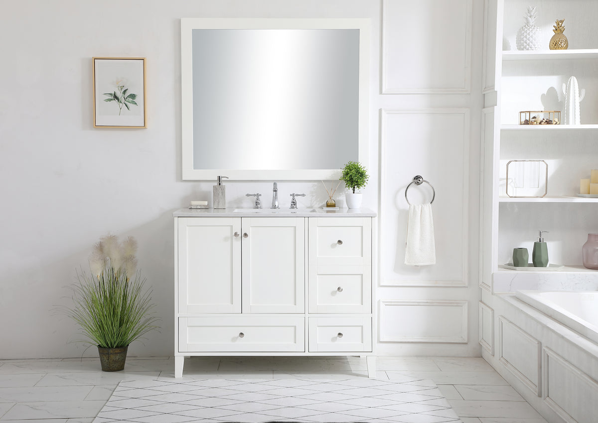 42 inch Single Bathroom Vanity in White