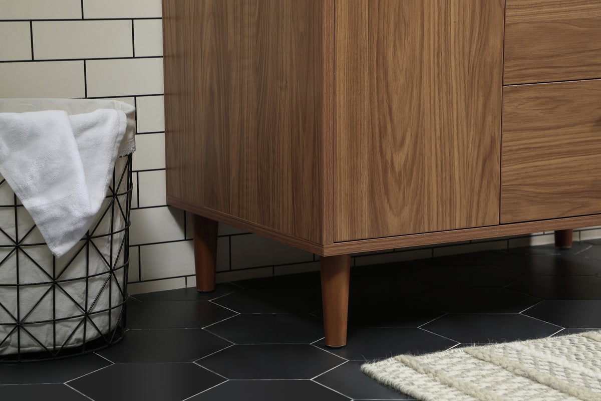 36 inch Single bathroom vanity in walnut brown with backsplash