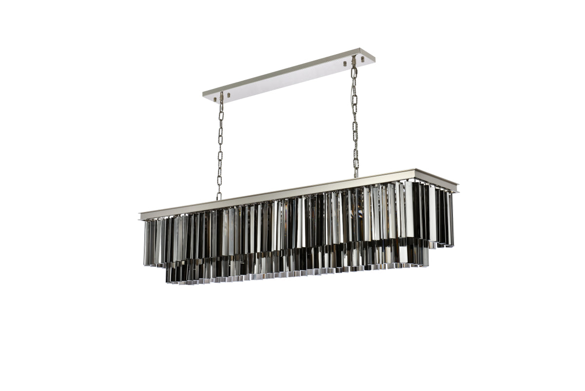 Sydney 12 light polished nickel Chandelier Silver Shade (Grey) Royal Cut Crystal