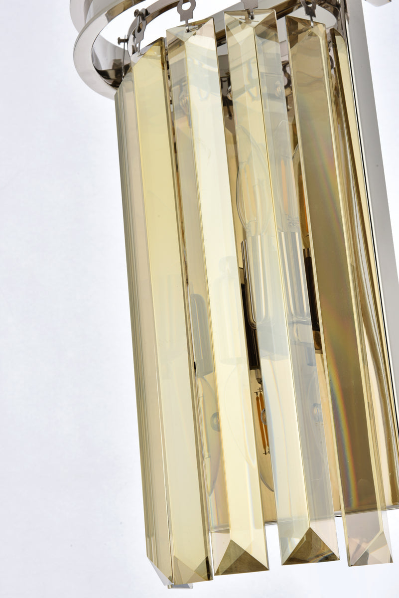 Sydney 2 light polished nickel Wall Sconce Golden Teak (Smoky) Royal Cut Crystal