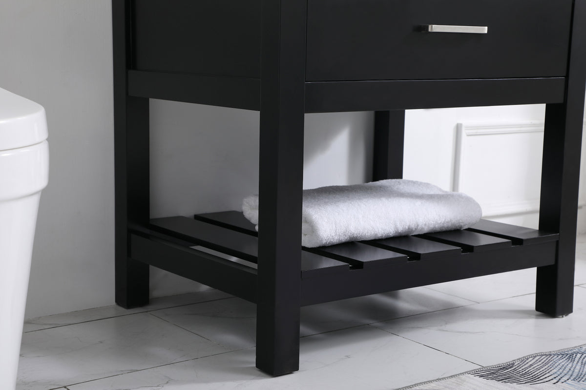 30 inch Single bathroom vanity in black with backsplash