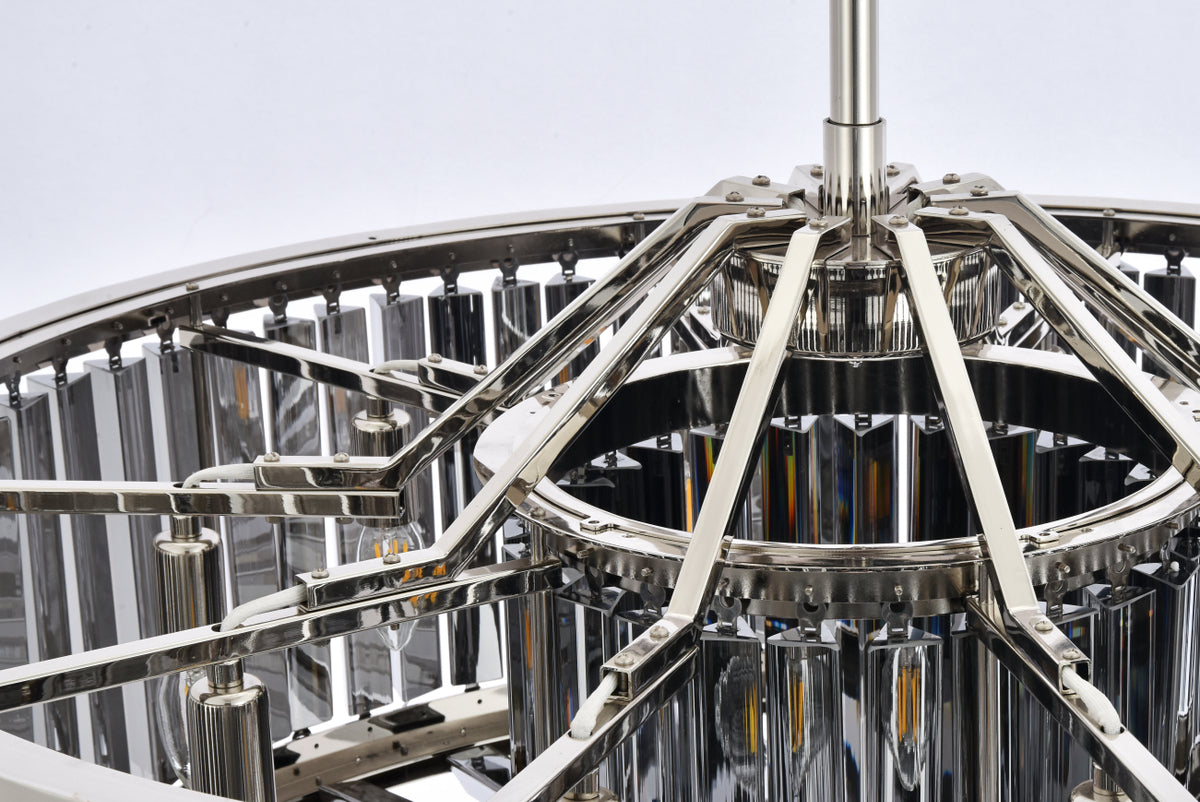 Chelsea 10 light polished nickel Chandelier Silver Shade (Grey) Royal Cut Crystal