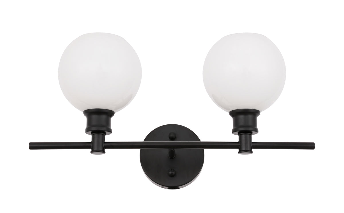 Collier 2 light Black and Frosted white glass Wall sconce