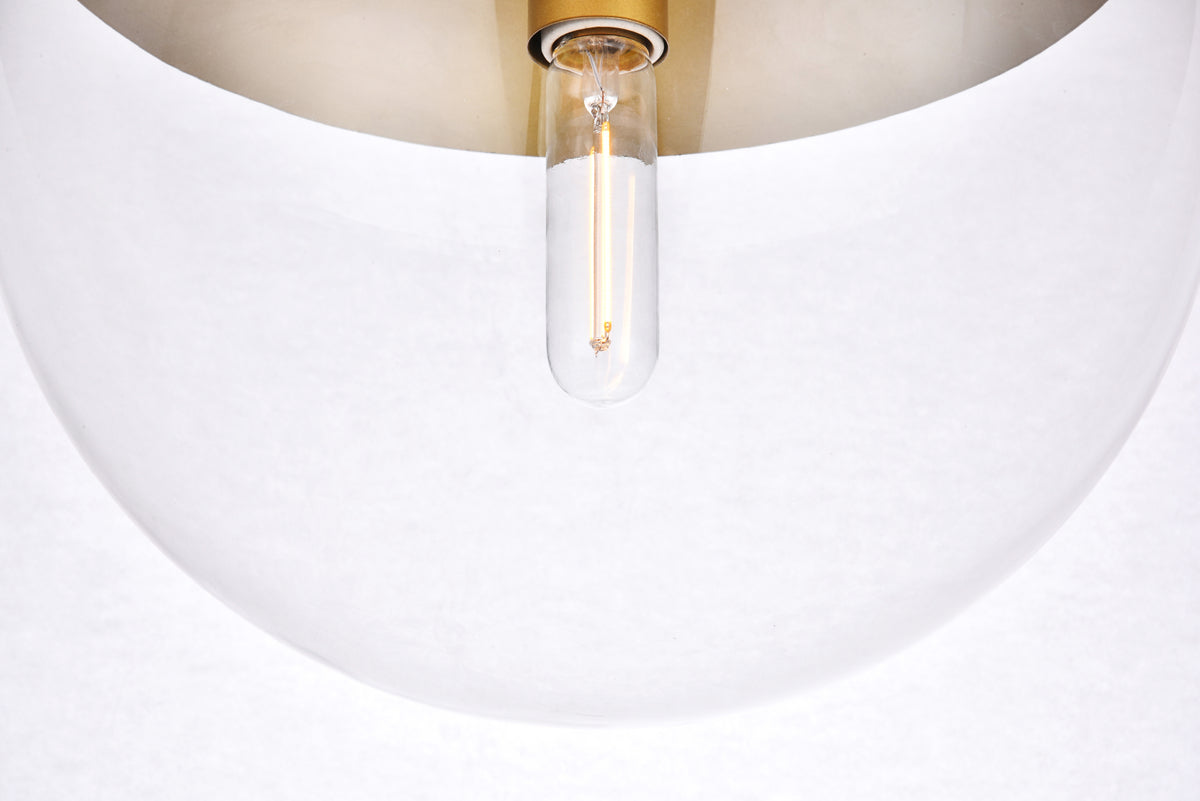 Eclipse 1 Light Brass Pendant With Clear Glass