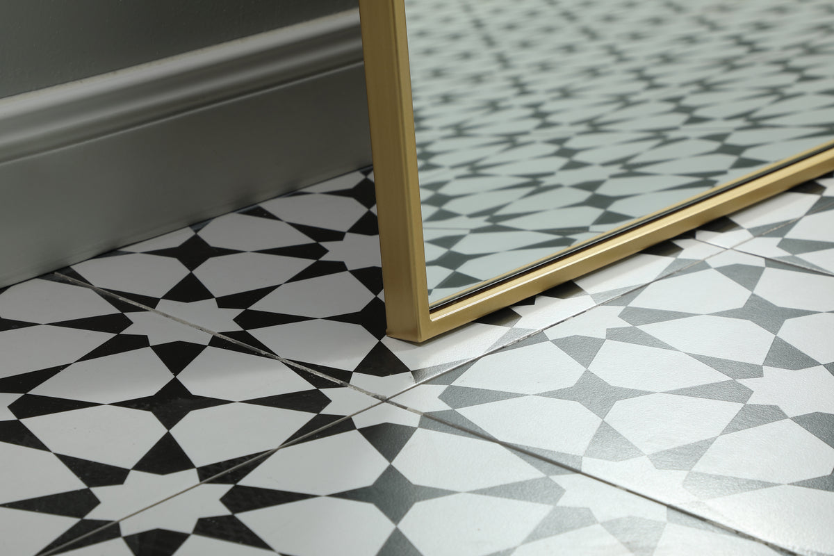 Metal Frame Arch Full Length Mirror 32x76 Inch in Brass