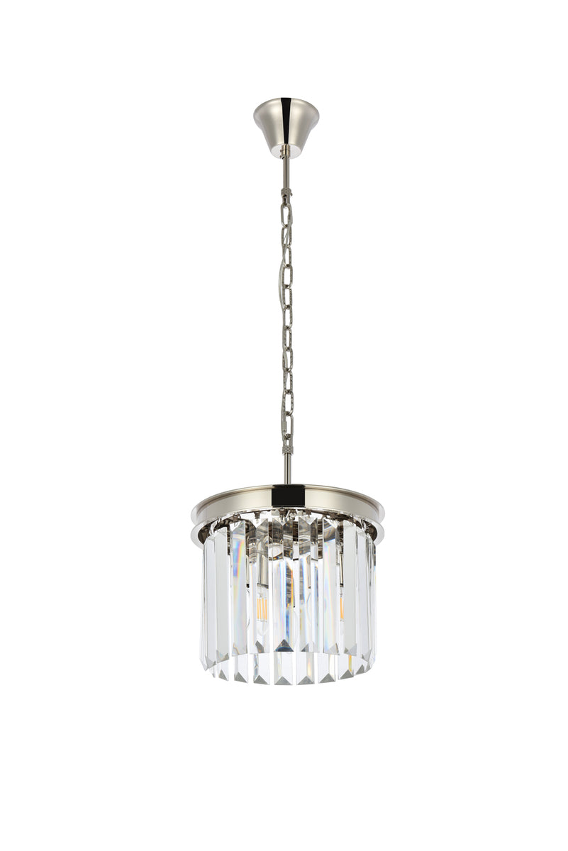 Sydney 3 light polished nickel Pendant Clear Royal Cut Crystal