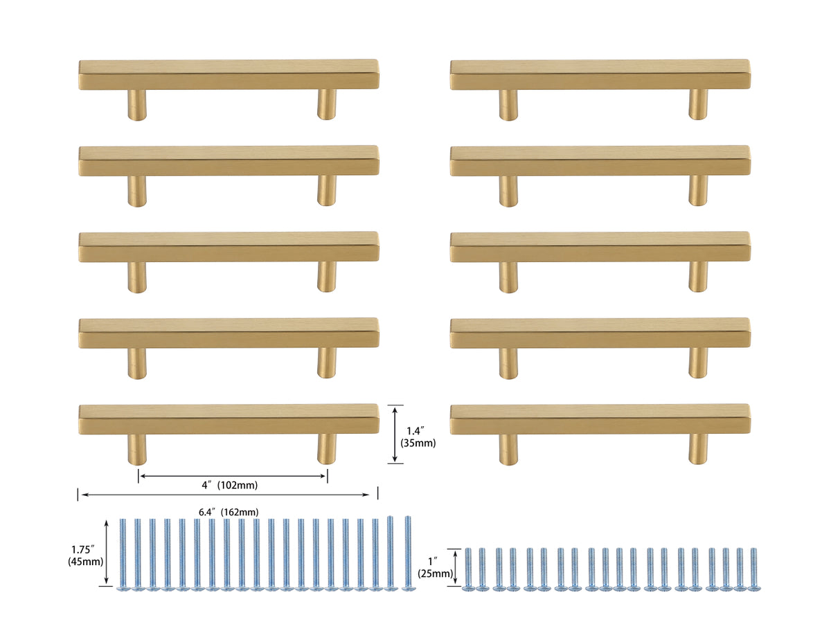 Dior 4" Center to Center Brass Bar Pull Multipack (set of 10)