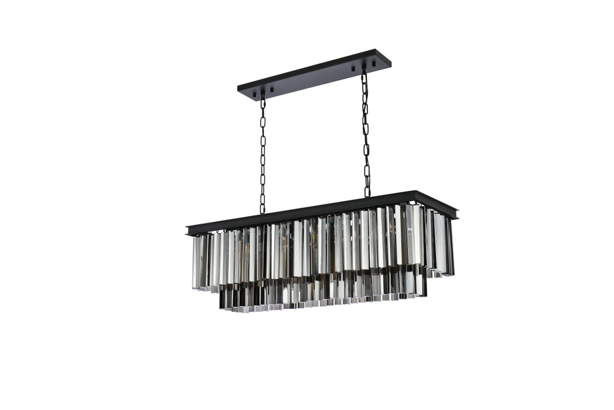 Sydney 12 light Matte Black Chandelier Silver Shade (Grey) Royal Cut Crystal